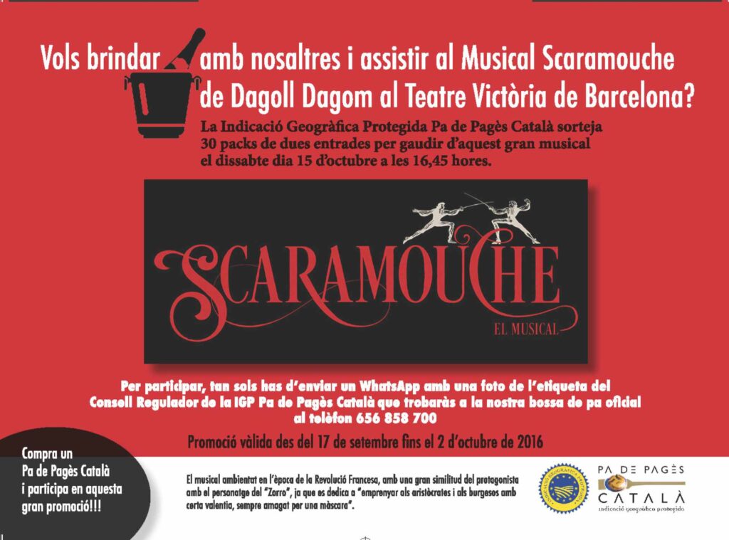Vols brindar amb nosaltres i assistir al Musical Scaramouche de Dagoll Dagon.